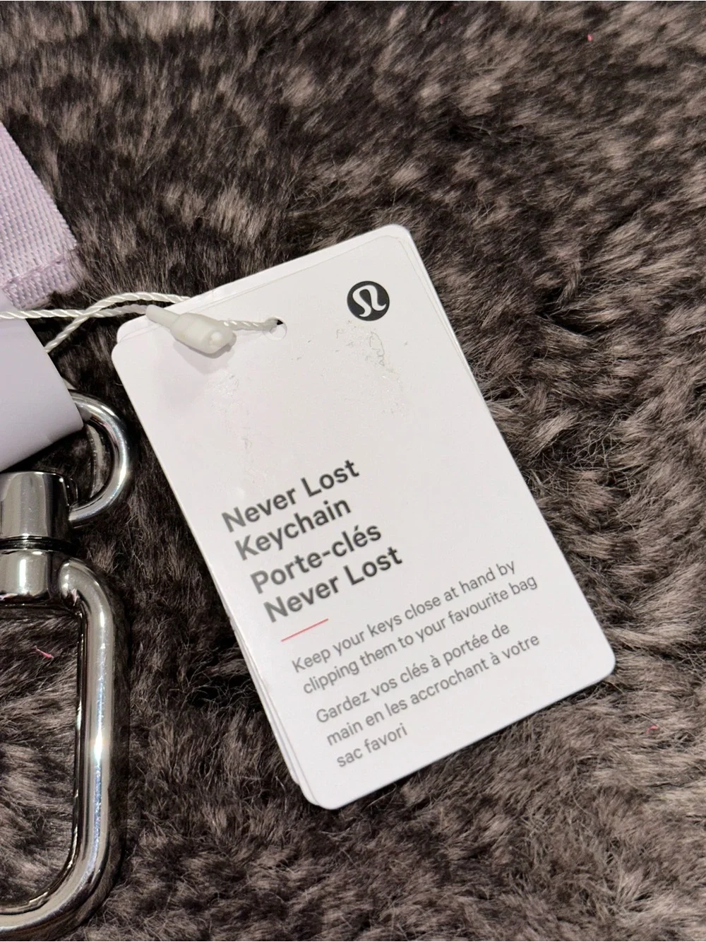 NWT Lululemon Icy Taupe Diamond Silver Never Lost Keychain Reflective Effect